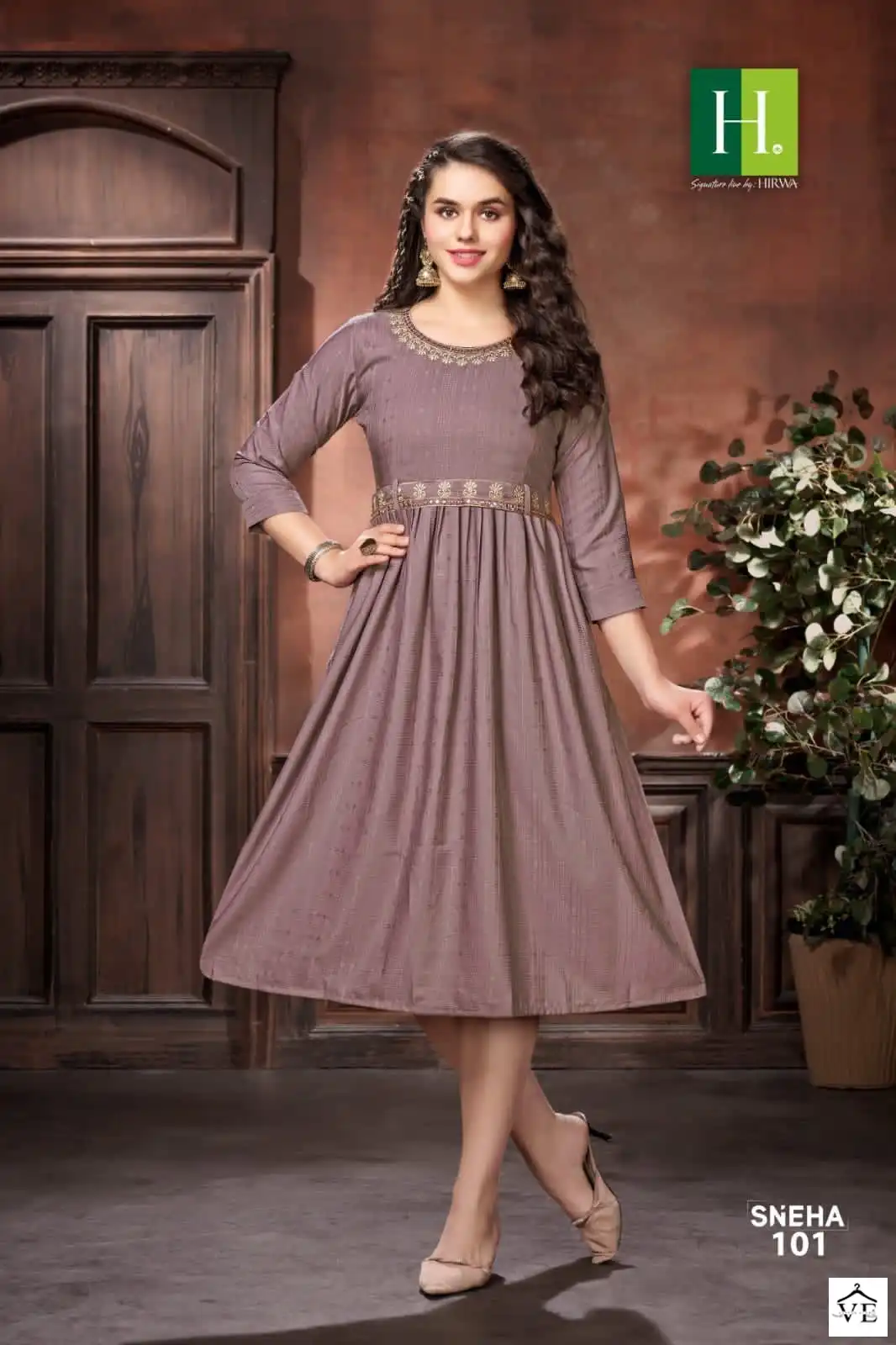 Hirwa Sneha Viscose Rayon Wholesale Long Kurtis Catalog — Wholesale Kurtis, MPA wholesale from Surat — view 3