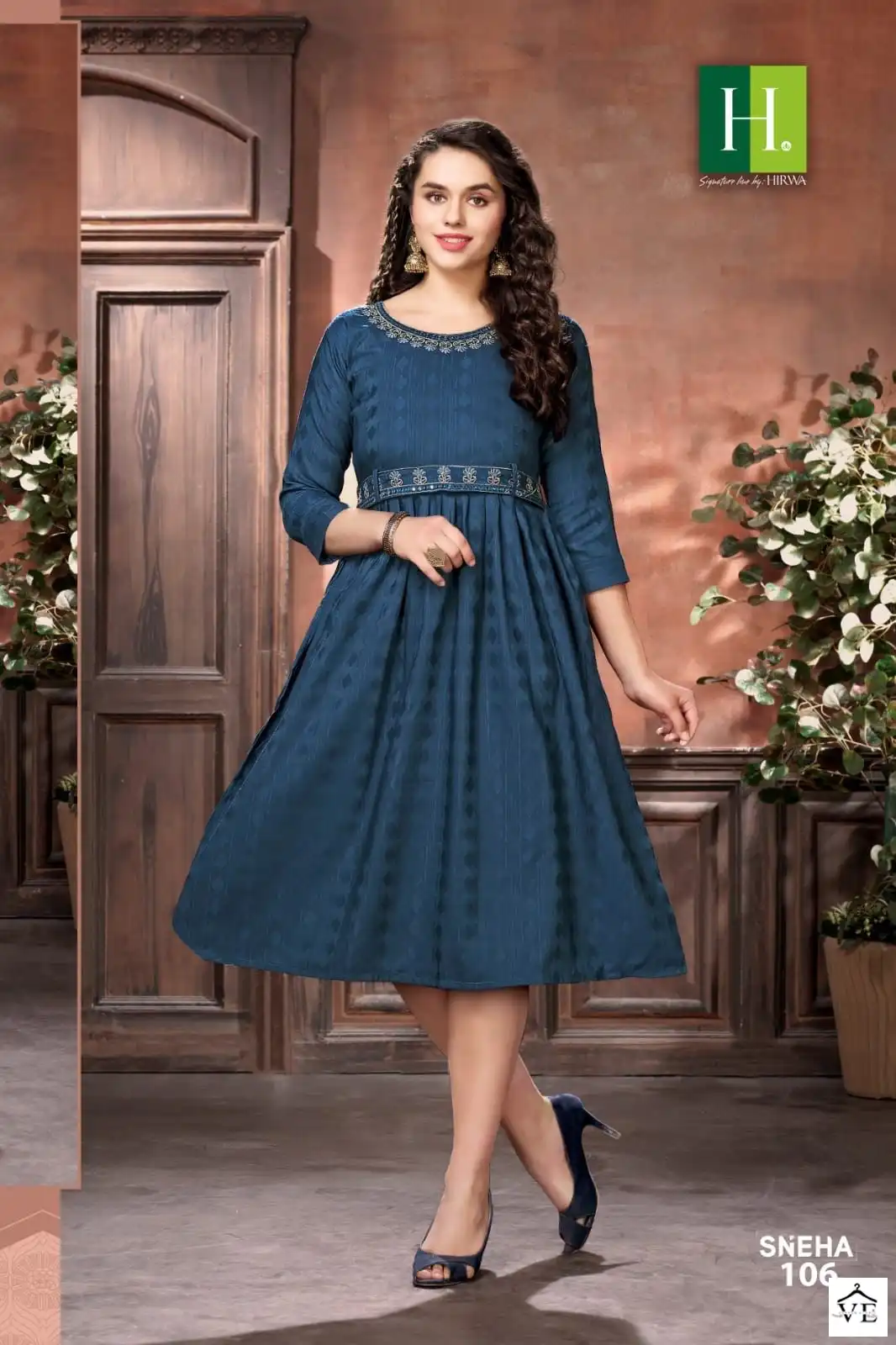 Hirwa Sneha Viscose Rayon Wholesale Long Kurtis Catalog — Wholesale Kurtis, MPA wholesale from Surat — view 4