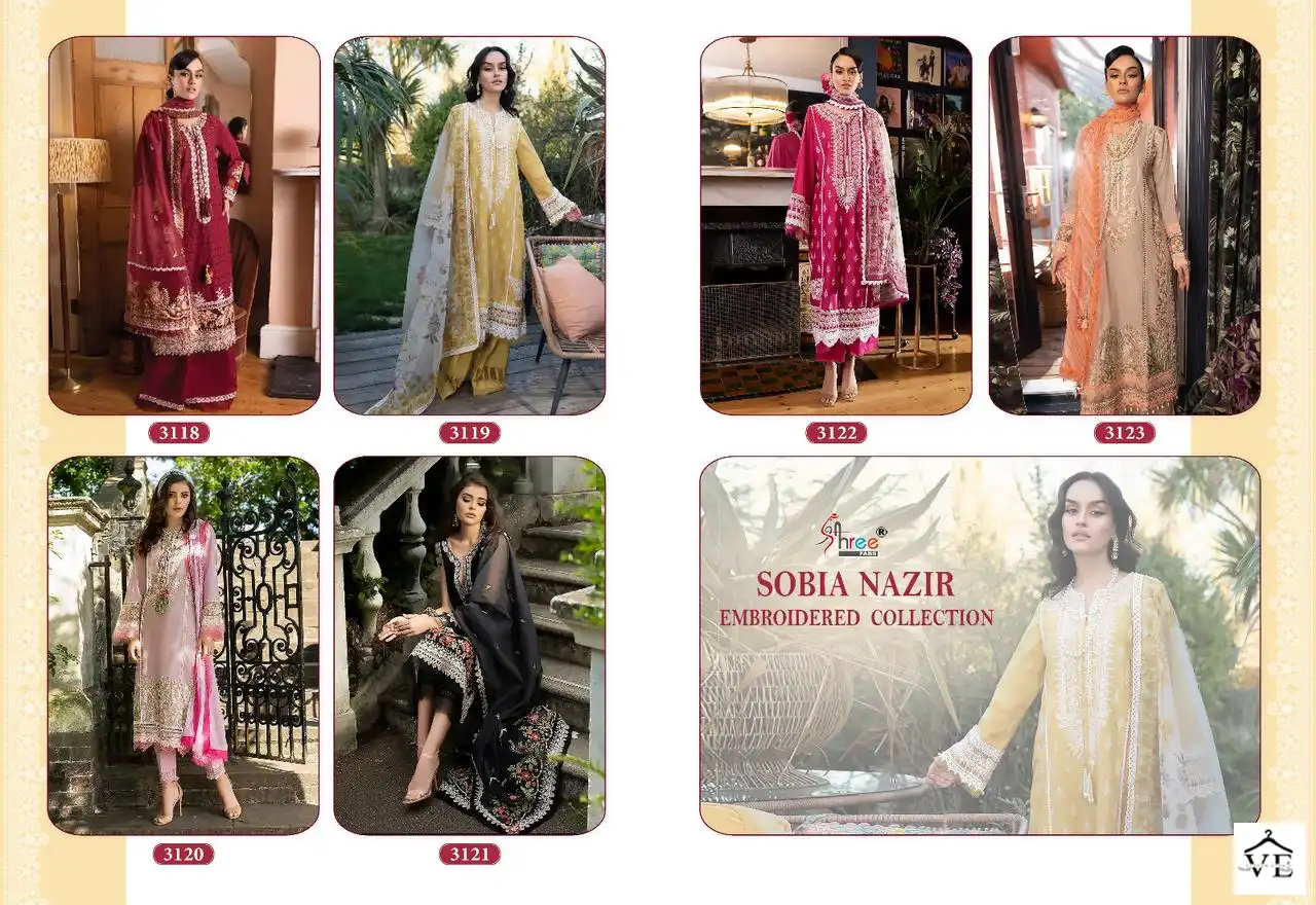 Shree Fabs Sobia Nazir Embroidered Collection Cotton Wholesale Pakistani Salwar Suit Catalog — Wholesale Salwar Suits, MPA wholesale from Surat — view 7