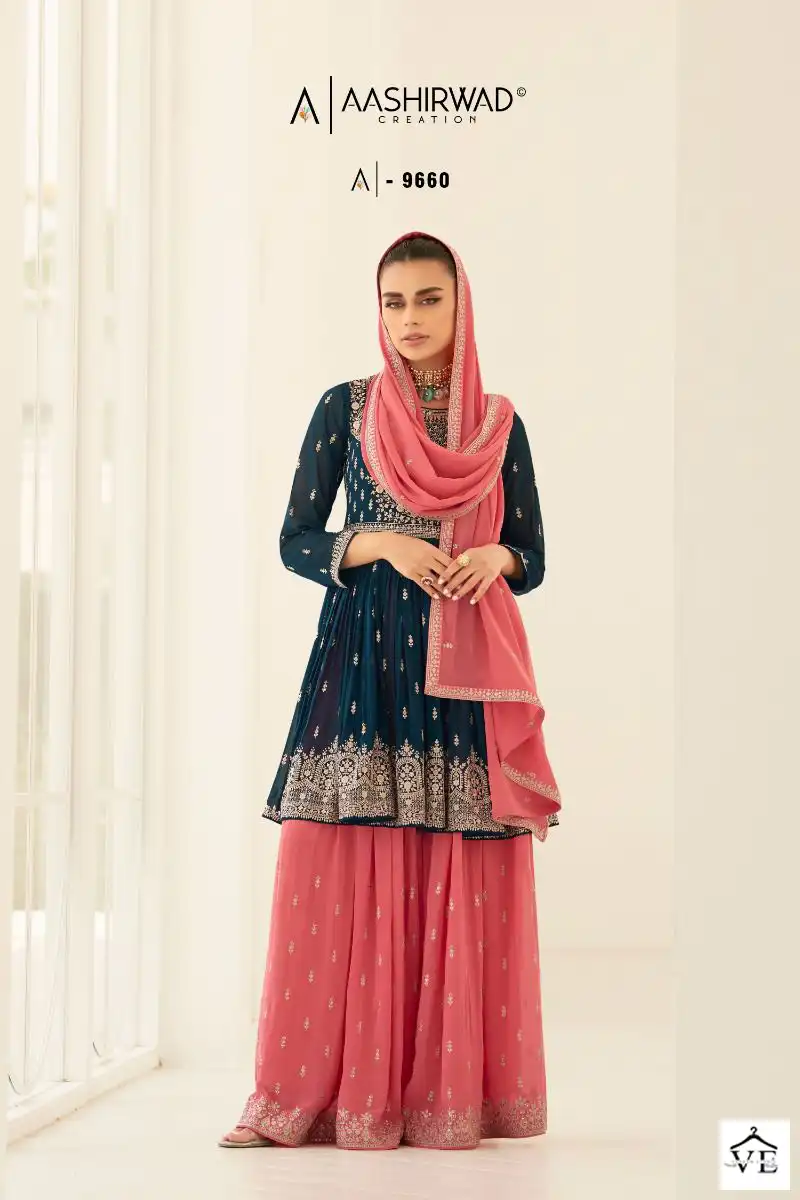 Aashirwad Somya Georgette Wholesale Designer Readymade Salwar Suit Catalog — Wholesale Salwar Suits, Aashirwad Creation wholesale from Surat - Gallery Image 3