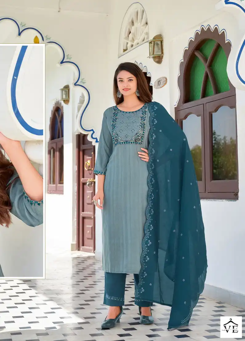 Hariyaali Srivalli Vol 5 Star Stripe Viscose Wholesale Readymade Salwar Suit Catalog — Wholesale Salwar Suits, MPA wholesale from Surat — view 7