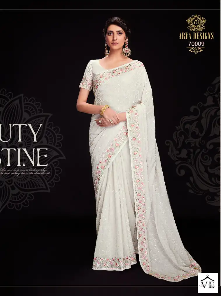 Arya Designs Swarna Vol 6 Georgette Wholesale Sarees Catalog — Wholesale Sarees, MPA wholesale from Surat - Gallery Image 9