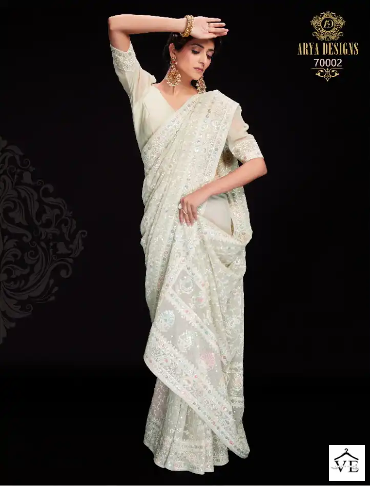 Arya Designs Swarna Vol 6 Georgette Wholesale Sarees Catalog — Wholesale Sarees, MPA wholesale from Surat - Gallery Image 5