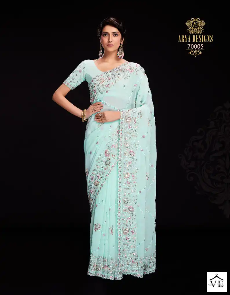 Arya Designs Swarna Vol 6 Georgette Wholesale Sarees Catalog — Wholesale Sarees, MPA wholesale from Surat - Gallery Image 6
