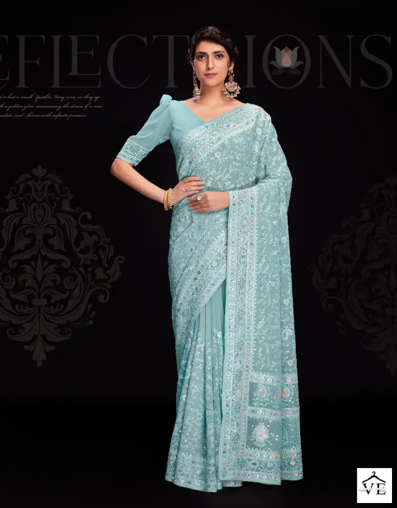 Arya Designs Swarna Vol 6 Georgette Wholesale Sarees Catalog — Wholesale Sarees, MPA wholesale from Surat - Gallery Image 8