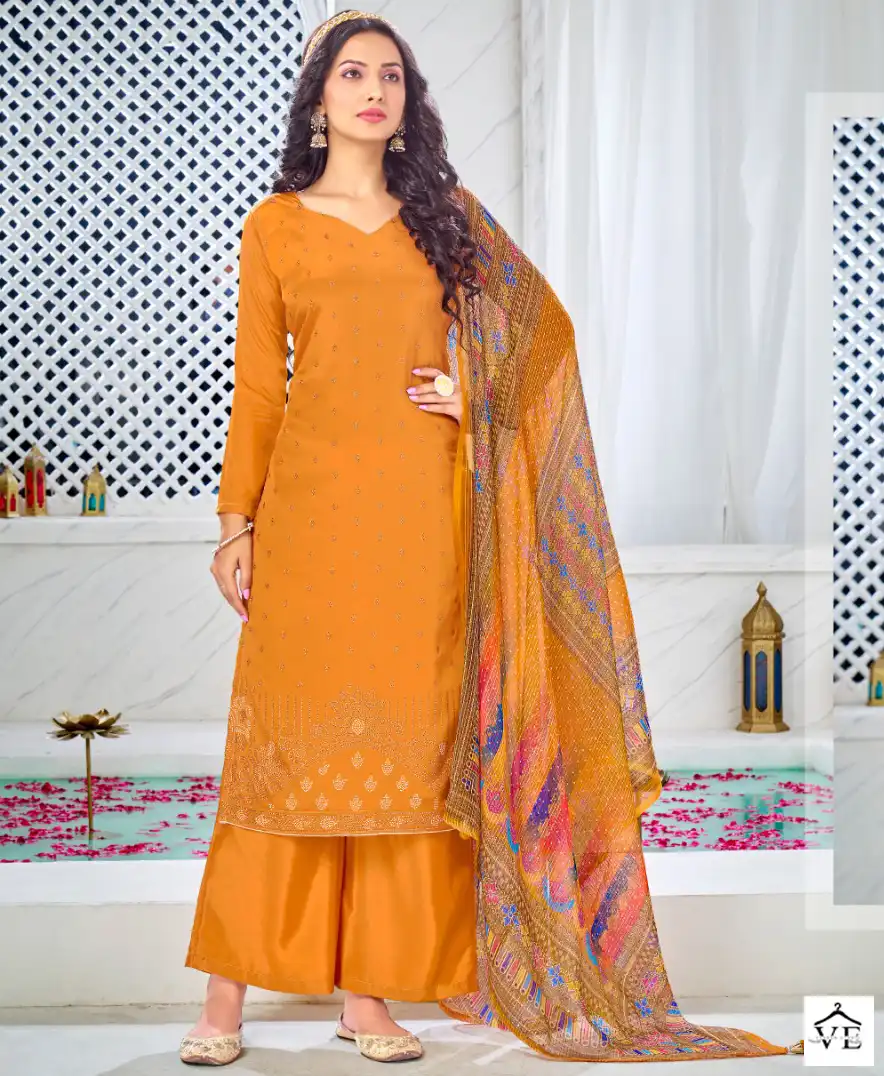 Bipson Swarovski 2155 Pure French Creape Wholesale Salwar Suit Catalog — Wholesale Salwar Suits, MPA wholesale from Surat — view 1