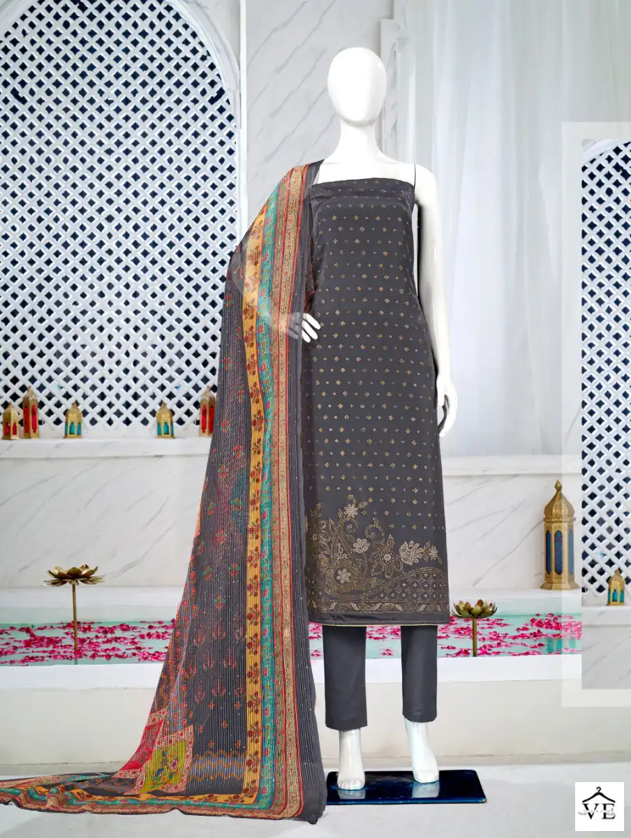 Bipson Swarovski 2158 Pure French Creape Wholesale Salwar Suit Catalog — Wholesale Salwar Suits, MPA wholesale from Surat — view 2