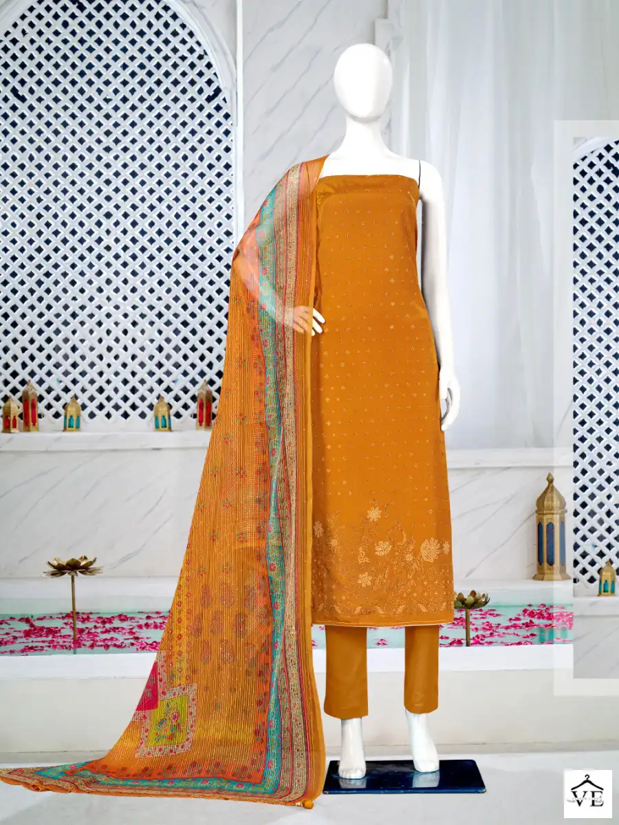 Bipson Swarovski 2158 Pure French Creape Wholesale Salwar Suit Catalog — Wholesale Salwar Suits, MPA wholesale from Surat — view 3