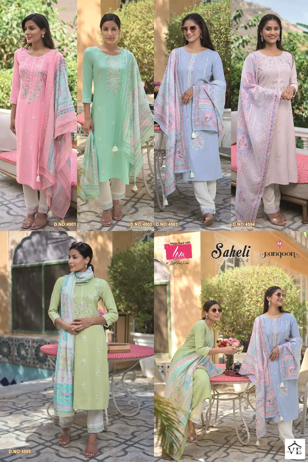 Rangoon Saheli Nylon Viscose Wholesale Readymade Salwar Suit Catalog — Wholesale Salwar Suits, MPA wholesale from Surat — view 7