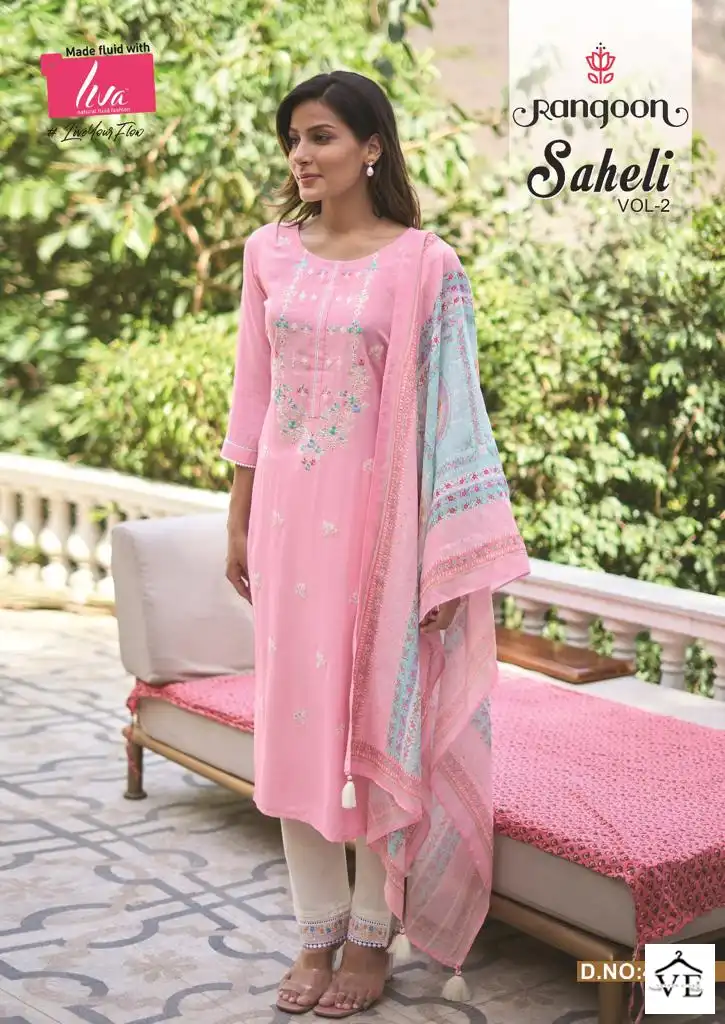 Rangoon Saheli Nylon Viscose Wholesale Readymade Salwar Suit Catalog — Wholesale Salwar Suits, MPA wholesale from Surat - Gallery Image 6
