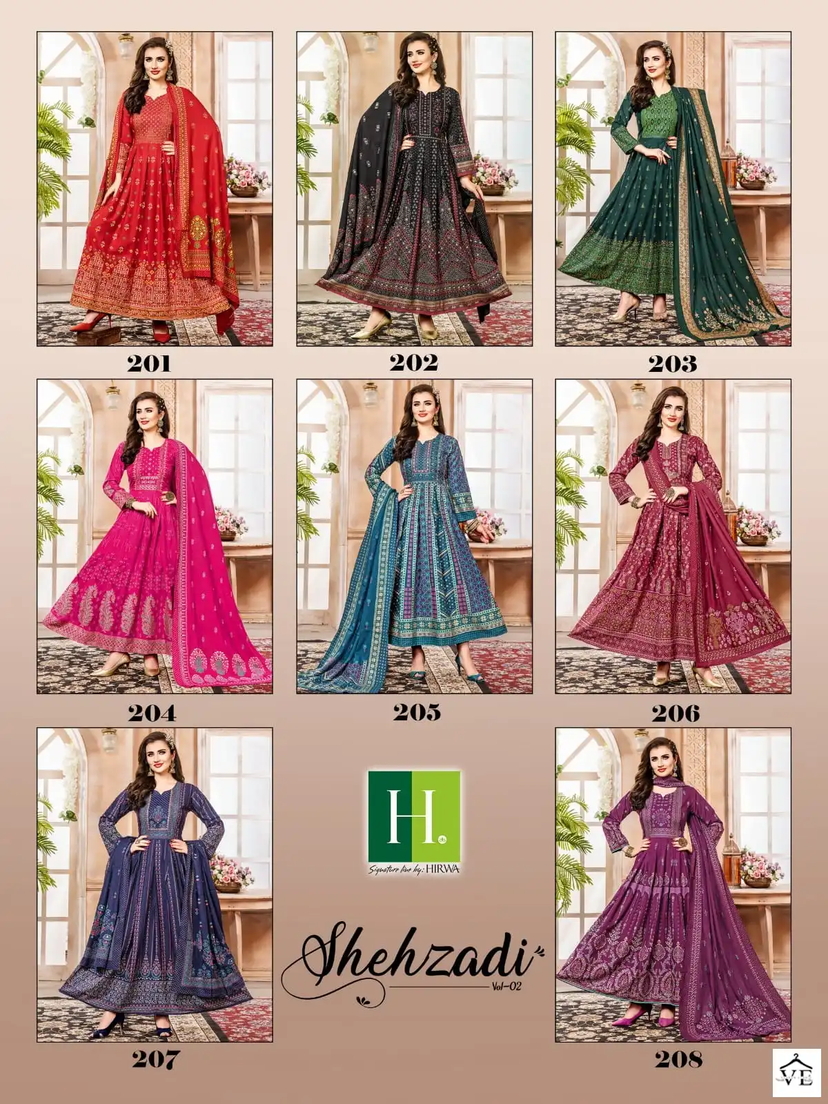 Hirwa Shehzadi Vol 2 Heavy Rayon Wholesale Long Gown With Dupatta  Catalog — Wholesale Kurtis, MPA wholesale from Surat — view 9