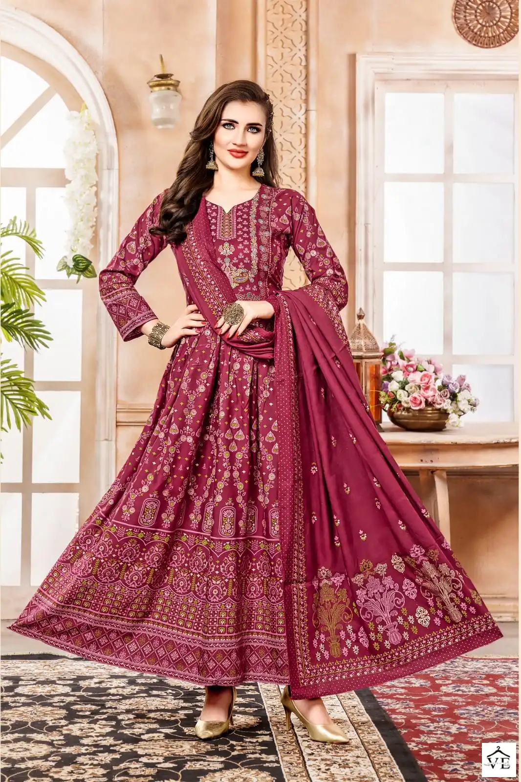 Hirwa Shehzadi Vol 2 Heavy Rayon Wholesale Long Gown With Dupatta Catalog — Wholesale Kurtis, MPA wholesale from Surat - Gallery Image 2