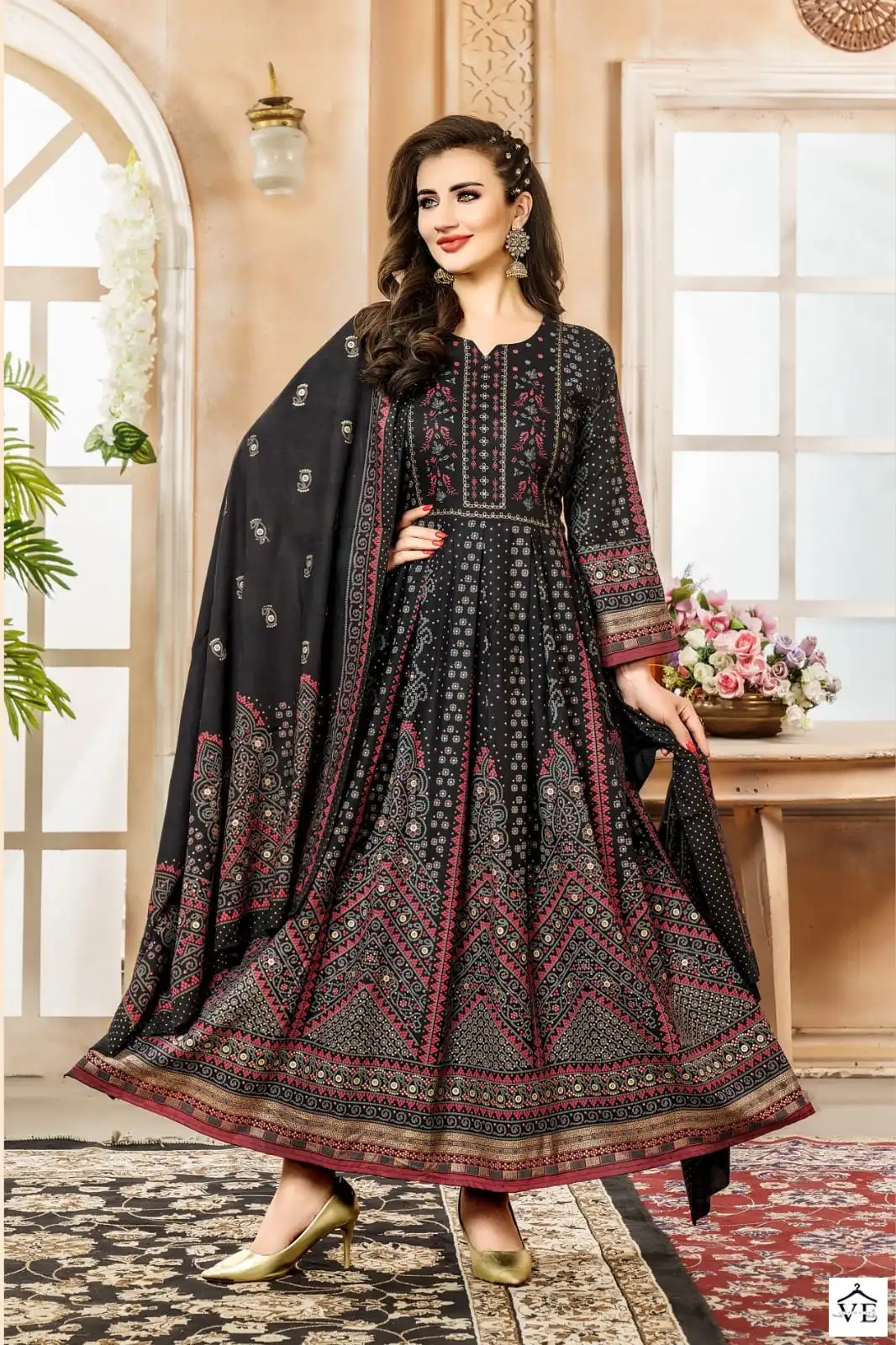 Hirwa Shehzadi Vol 2 Heavy Rayon Wholesale Long Gown With Dupatta Catalog — Wholesale Kurtis, MPA wholesale from Surat - Gallery Image 3
