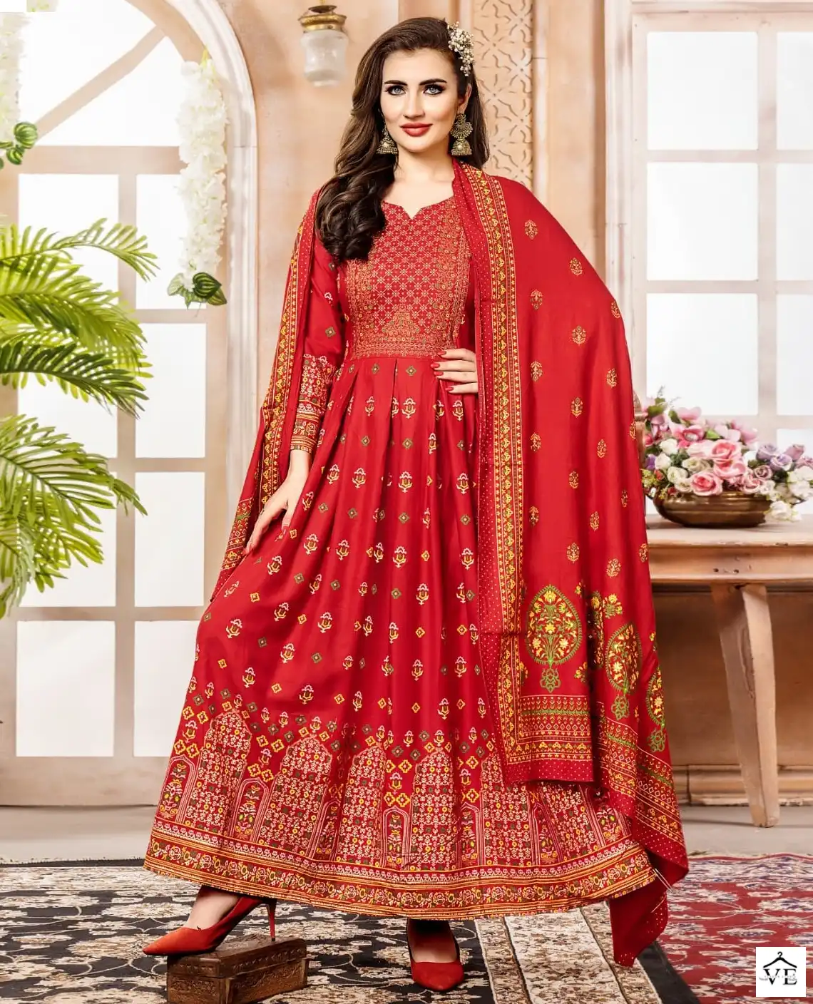 Hirwa Shehzadi Vol 2 Heavy Rayon Wholesale Long Gown With Dupatta Catalog — Wholesale Kurtis, MPA wholesale from Surat — view 1