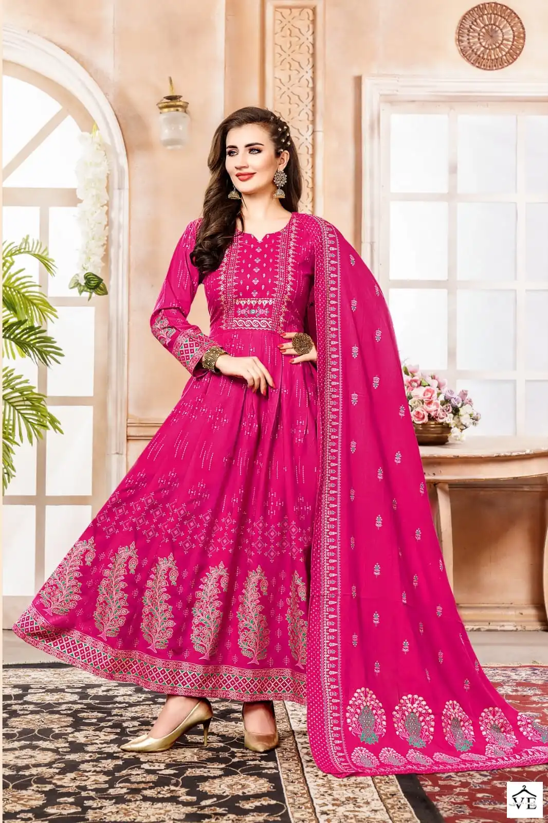 Hirwa Shehzadi Vol 2 Heavy Rayon Wholesale Long Gown With Dupatta Catalog — Wholesale Kurtis, MPA wholesale from Surat - Gallery Image 5