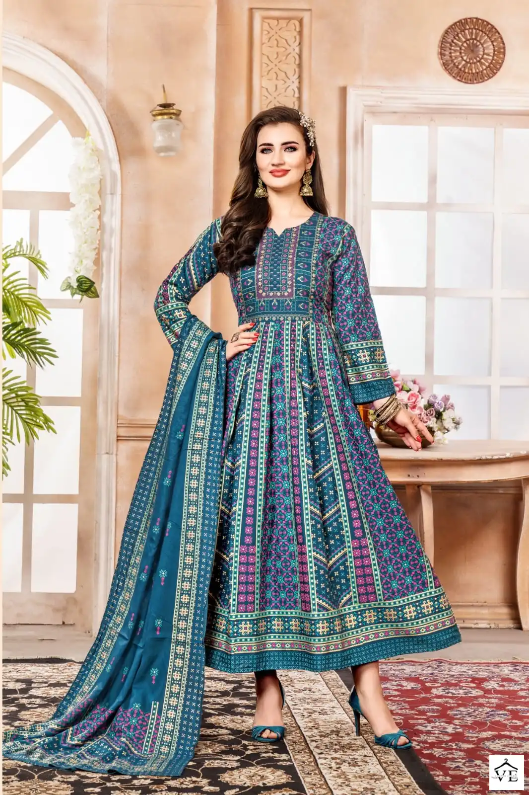 Hirwa Shehzadi Vol 2 Heavy Rayon Wholesale Long Gown With Dupatta Catalog — Wholesale Kurtis, MPA wholesale from Surat - Gallery Image 6