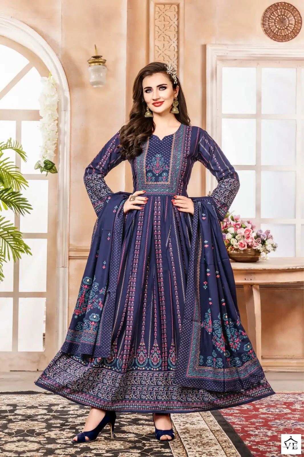 Hirwa Shehzadi Vol 2 Heavy Rayon Wholesale Long Gown With Dupatta Catalog — Wholesale Kurtis, MPA wholesale from Surat - Gallery Image 8
