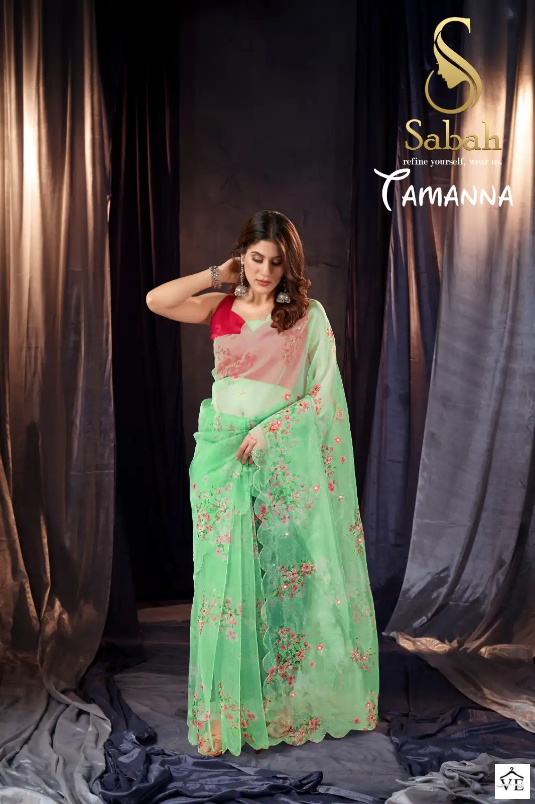 Vardan Ethnic Sabah Organza Wholesale Sarees Catalog — Wholesale Sarees, MPA wholesale from Surat - Gallery Image 3