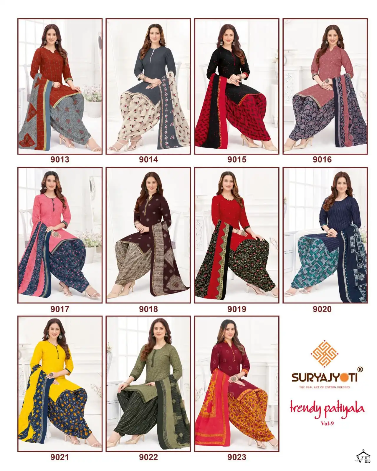 Suryajyoti Trendy Patiyala Vol 9 Cotton Wholesale Salwar Suit Catalog — Wholesale Salwar Suits, MPA wholesale from Surat — view 17