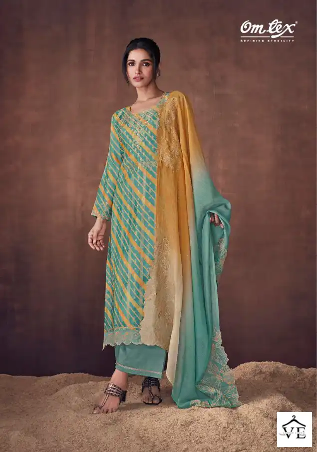 Omtex Vrunda Banaras Jacquard Wholesale Designer Salwar Suit Catalog — Wholesale Salwar Suits, MPA wholesale from Surat - Gallery Image 4
