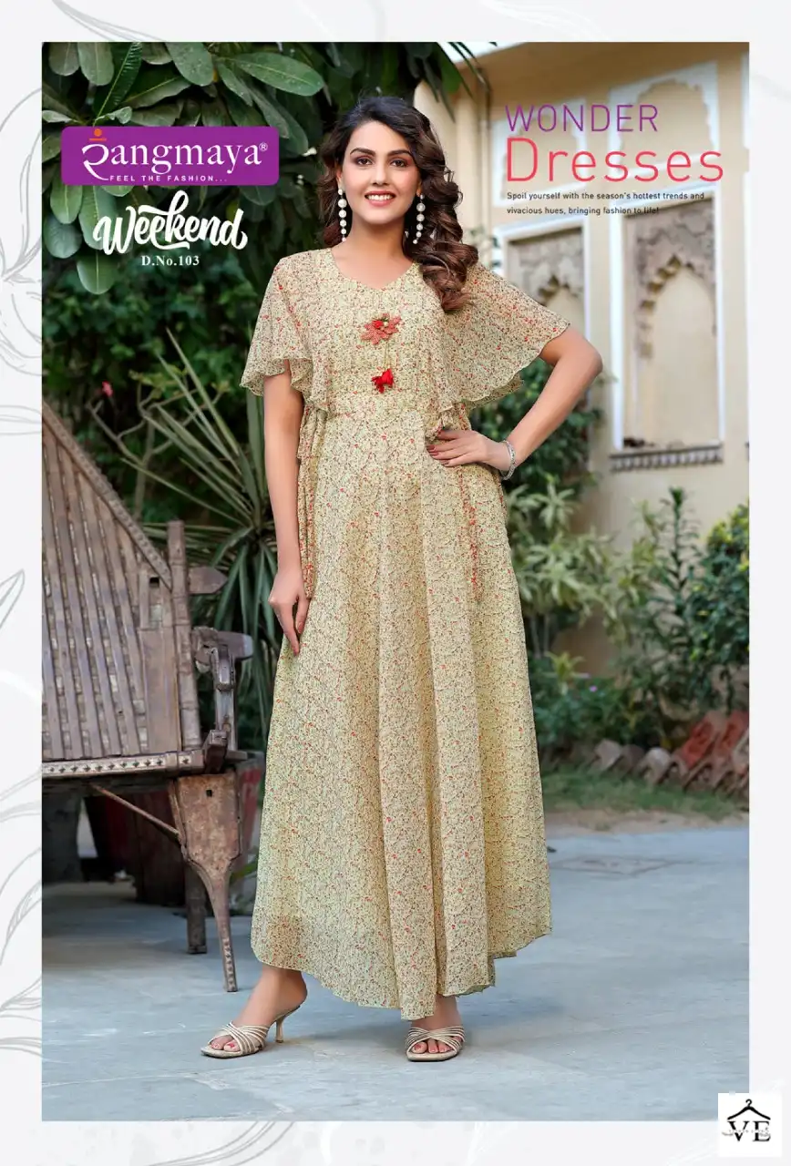 Vardan Ethnic Weekend Chiffon Wholesale Long Gown Catalog — Wholesale Kurtis, MPA wholesale from Surat — view 2