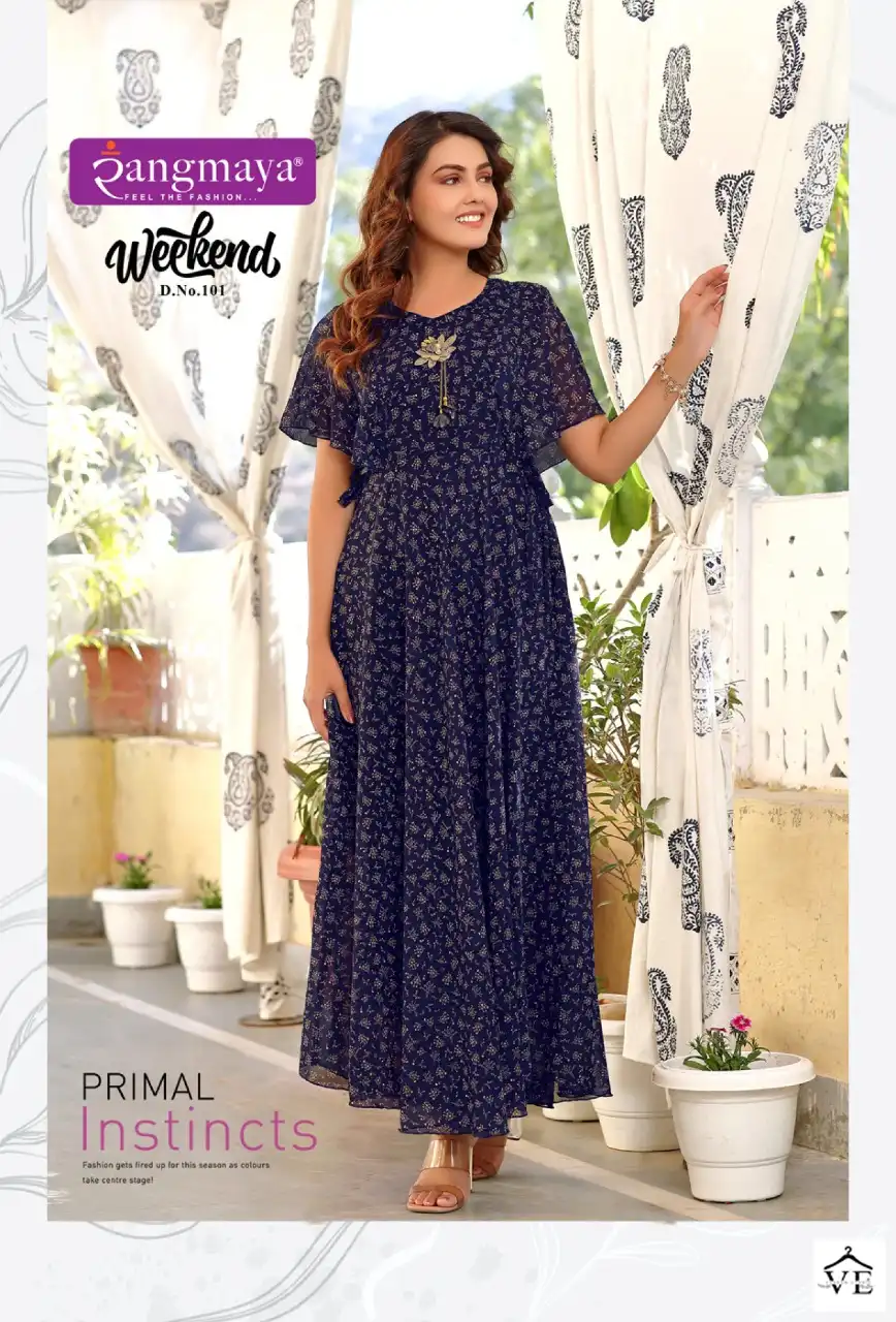 Vardan Ethnic Weekend Chiffon Wholesale Long Gown Catalog — Wholesale Kurtis, MPA wholesale from Surat — view 4