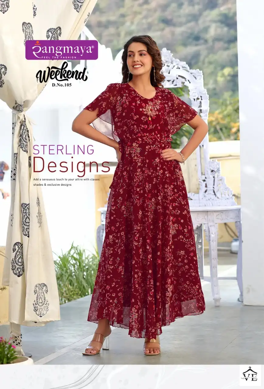 Vardan Ethnic Weekend Chiffon Wholesale Long Gown Catalog — Wholesale Kurtis, MPA wholesale from Surat — view 6