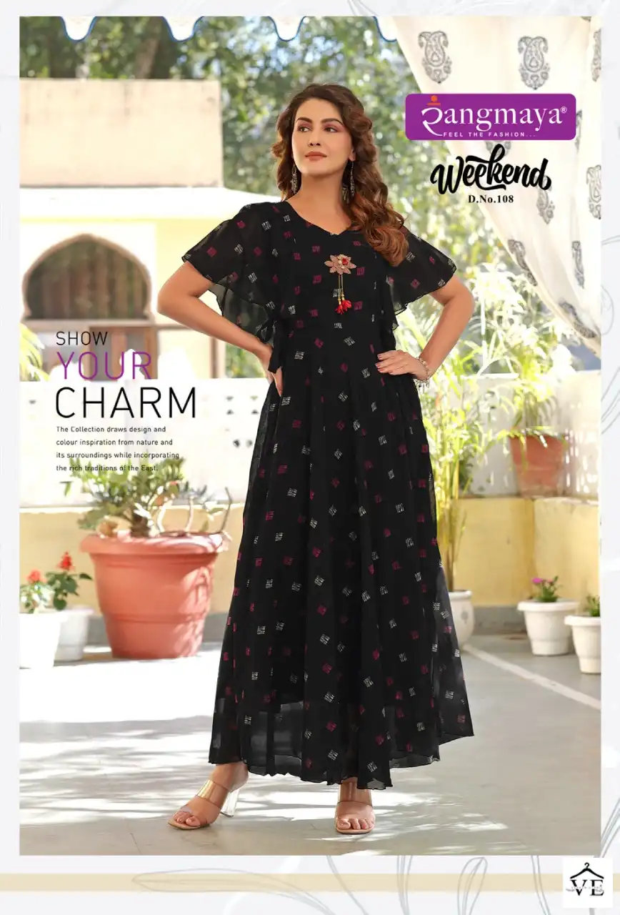 Vardan Ethnic Weekend Chiffon Wholesale Long Gown Catalog — Wholesale Kurtis, MPA wholesale from Surat — view 8