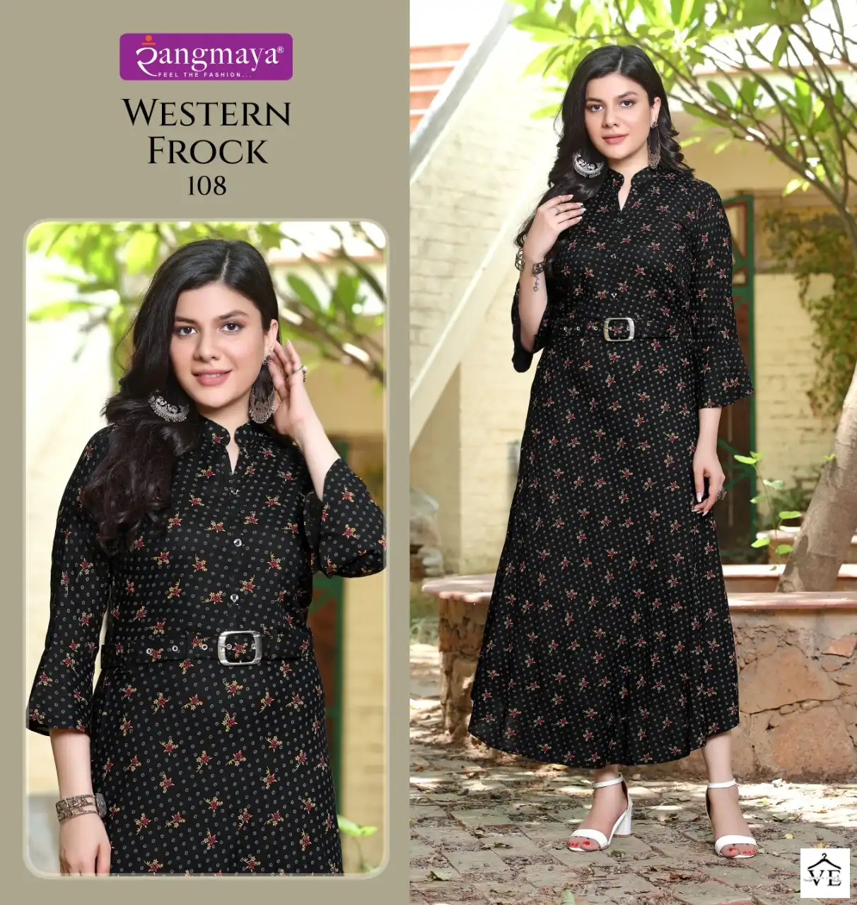 Vardan Ethnic Western Frock Rayon Print Wholesale Long Kurtis Catalog — Wholesale Kurtis, MPA wholesale from Surat - Gallery Image 2