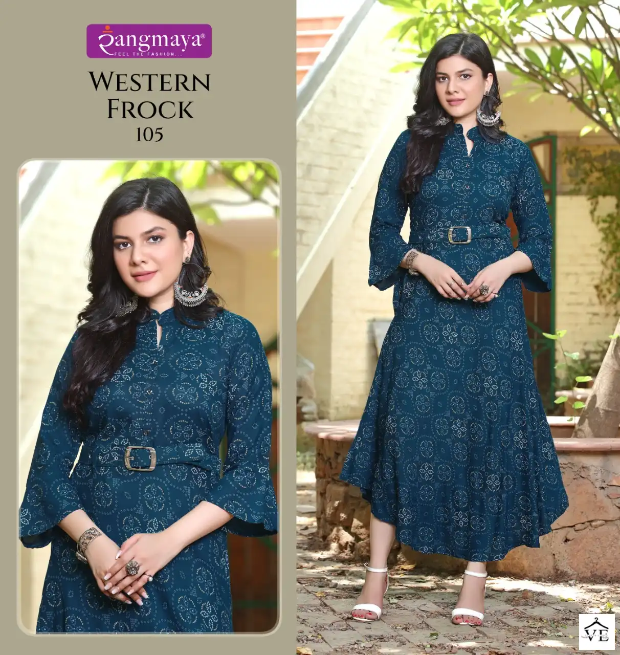 Vardan Ethnic Western Frock Rayon Print Wholesale Long Kurtis Catalog — Wholesale Kurtis, MPA wholesale from Surat - Gallery Image 3