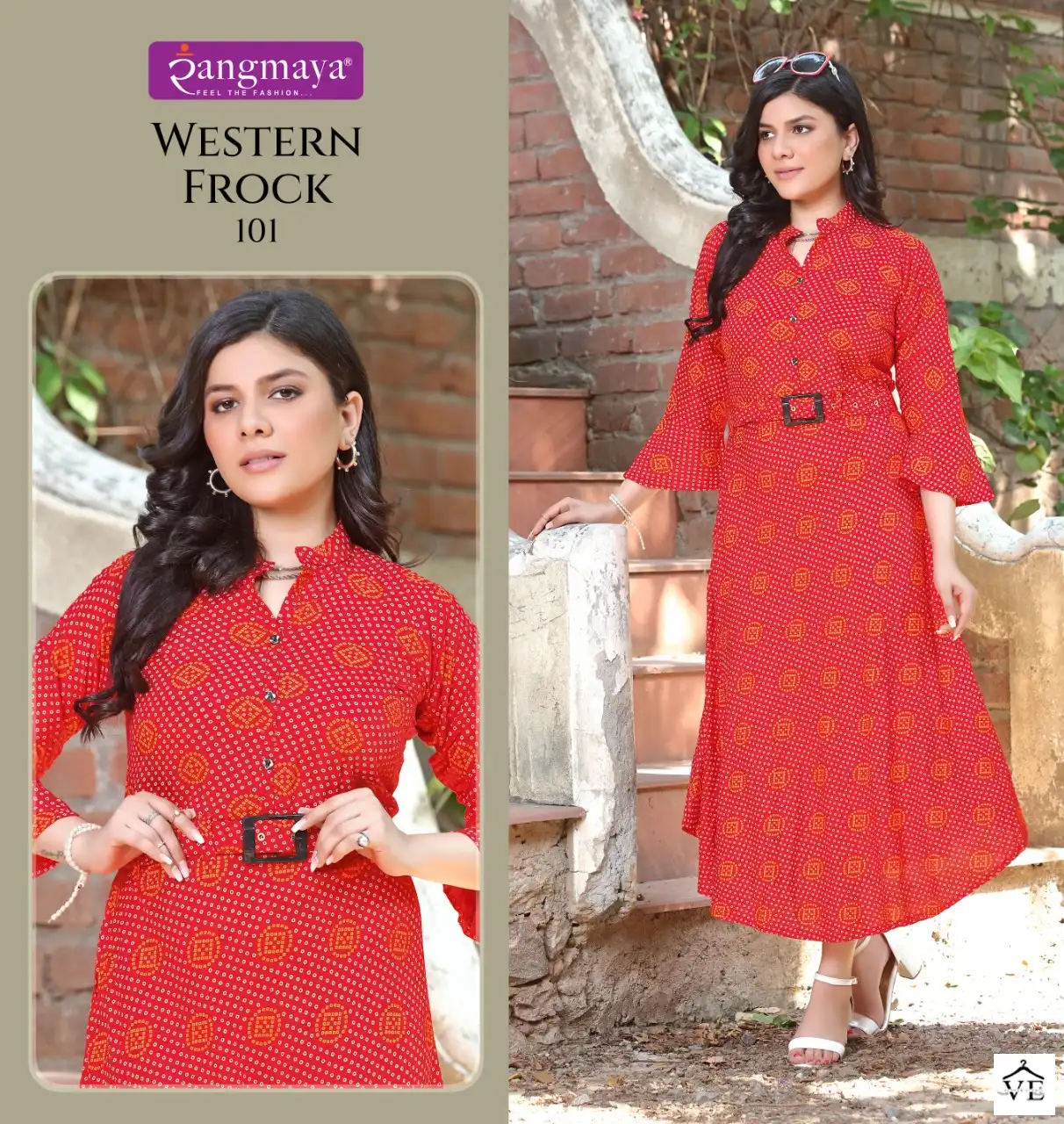 Vardan Ethnic Western Frock Rayon Print Wholesale Long Kurtis Catalog — Wholesale Kurtis, MPA wholesale from Surat - Gallery Image 4