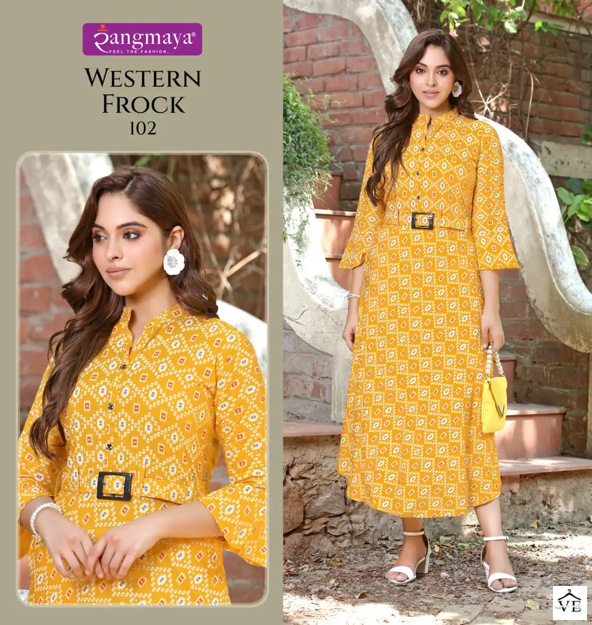 Vardan Ethnic Western Frock Rayon Print Wholesale Long Kurtis Catalog — Wholesale Kurtis, MPA wholesale from Surat - Gallery Image 6
