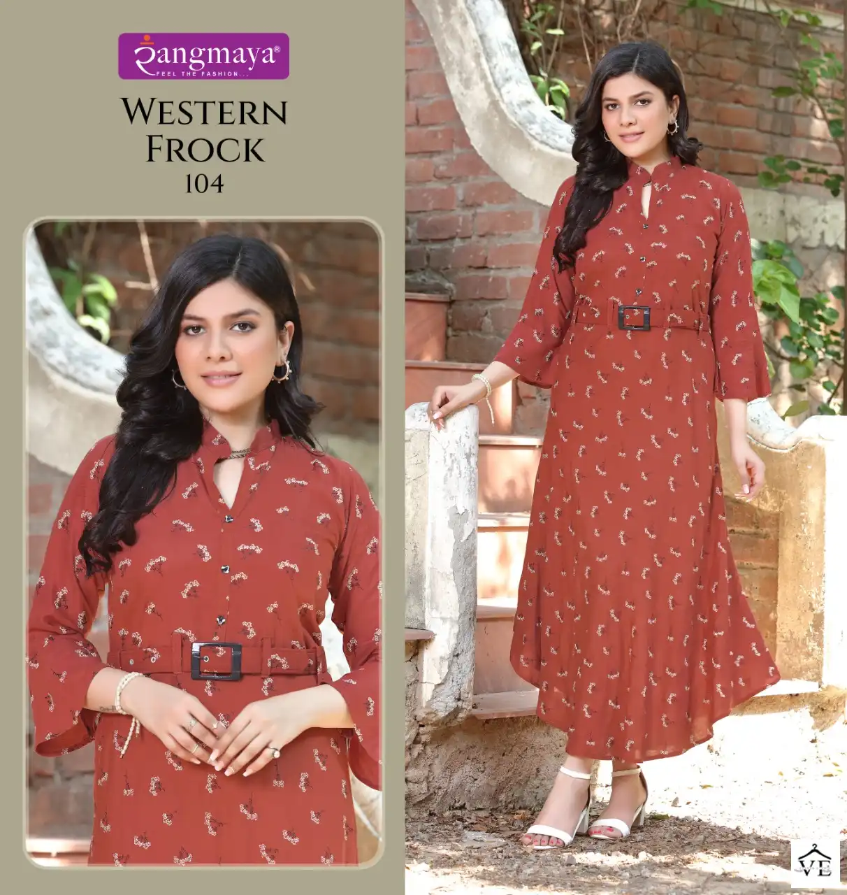 Vardan Ethnic Western Frock Rayon Print Wholesale Long Kurtis Catalog — Wholesale Kurtis, MPA wholesale from Surat - Gallery Image 7