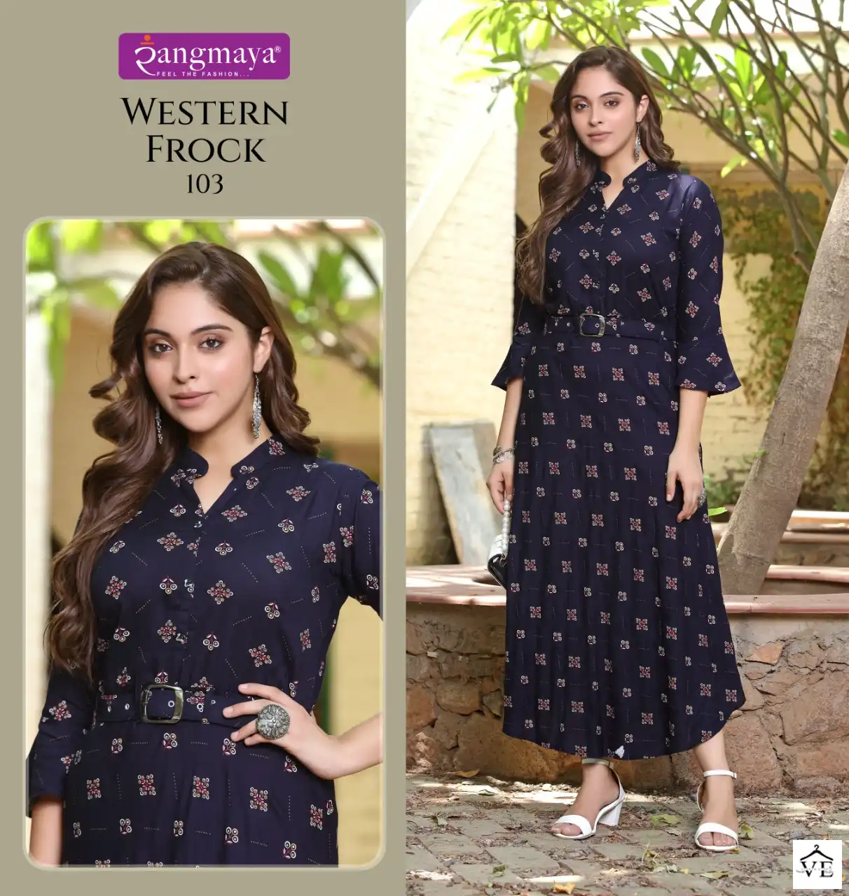 Vardan Ethnic Western Frock Rayon Print Wholesale Long Kurtis Catalog — Wholesale Kurtis, MPA wholesale from Surat - Gallery Image 8