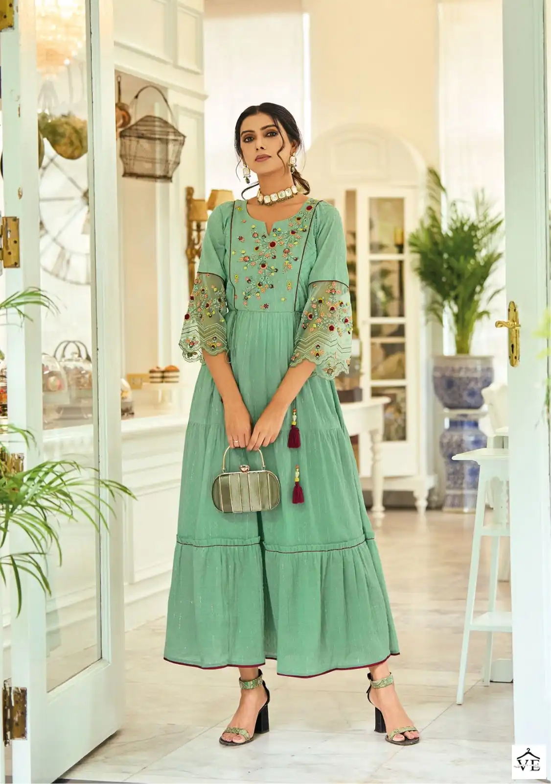 Kalki Fashion Womaniya Cotton Wholesale Designer Gown With Dupatta Catalog — Wholesale Kurtis, MPA wholesale from Surat - Gallery Image 2