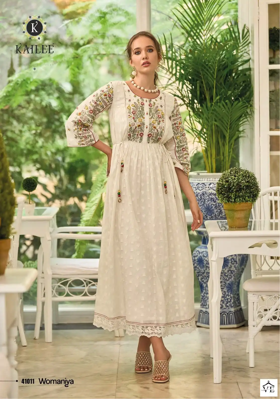 Kalki Fashion Womaniya Cotton Wholesale Designer Gown With Dupatta Catalog — Wholesale Kurtis, MPA wholesale from Surat - Gallery Image 4