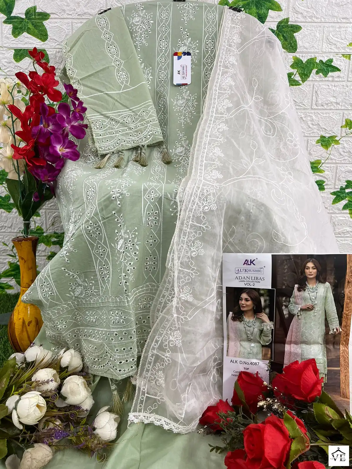 Al_Khushbu 4087 Pure Cambric Cotton Wholesale Pakistani Salwar Suit Catalog — Wholesale Salwar Suits, MPA wholesale from Surat - Gallery Image 3