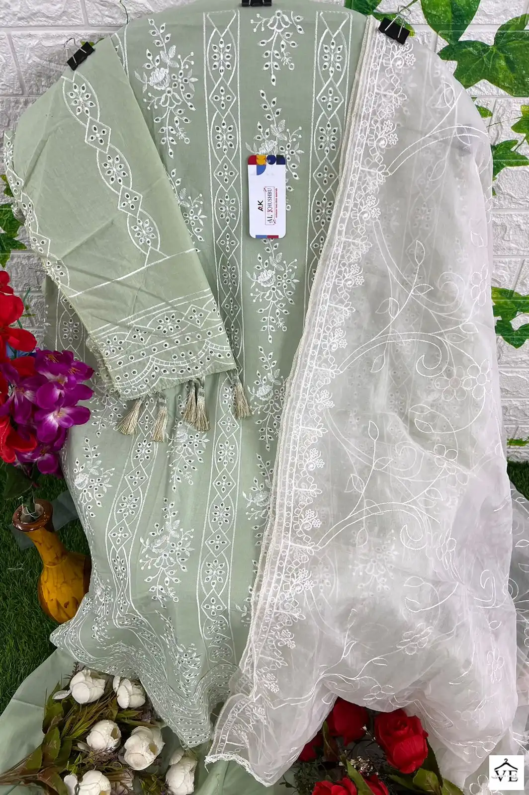 Al_Khushbu 4087 Pure Cambric Cotton Wholesale Pakistani Salwar Suit Catalog — Wholesale Salwar Suits, MPA wholesale from Surat — view 4