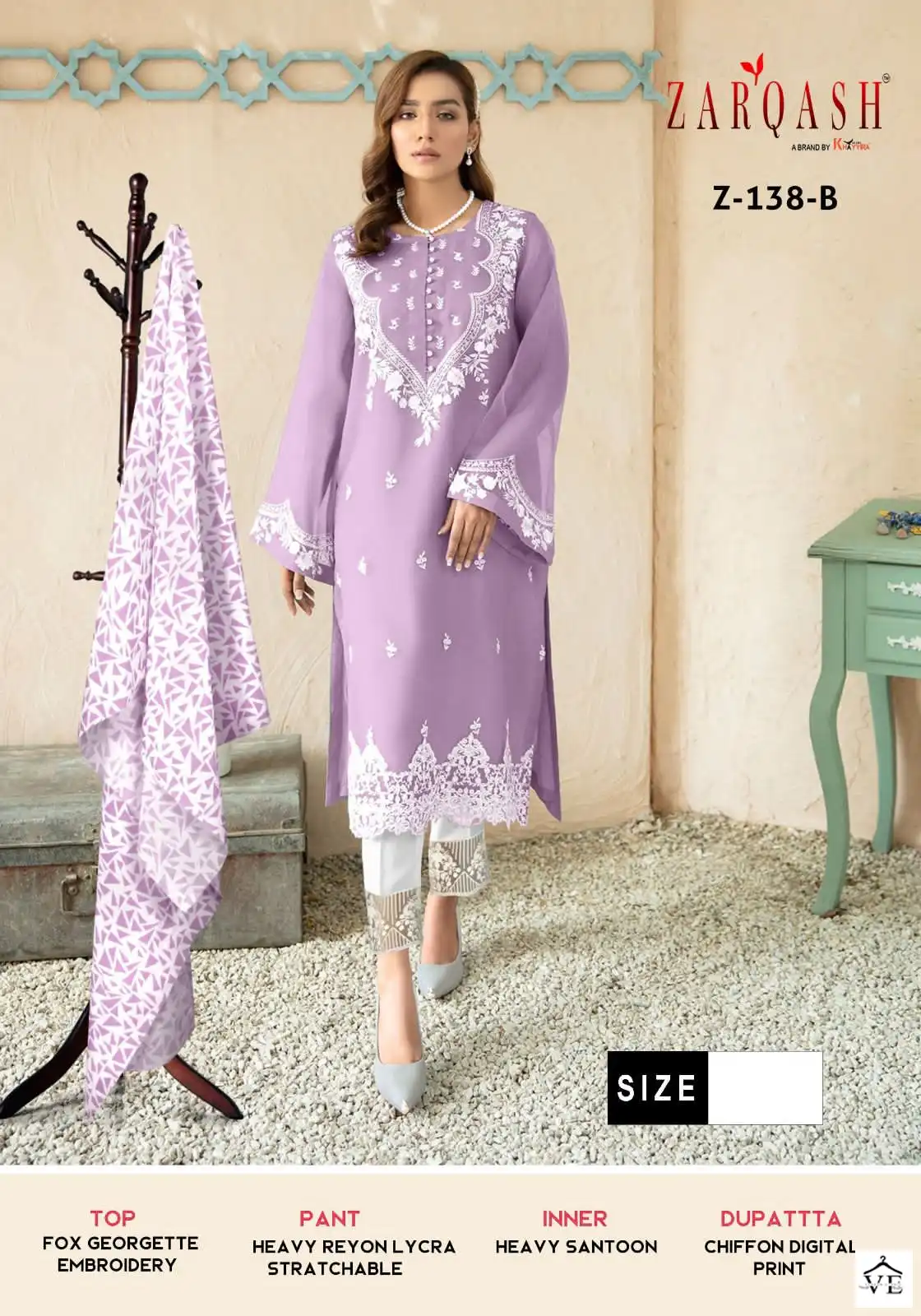 Zarqash Z 138 Georgette Wholesale Pakistani Readymade Salwar Suit Catalog — Wholesale Salwar Suits, MPA wholesale from Surat - Gallery Image 4
