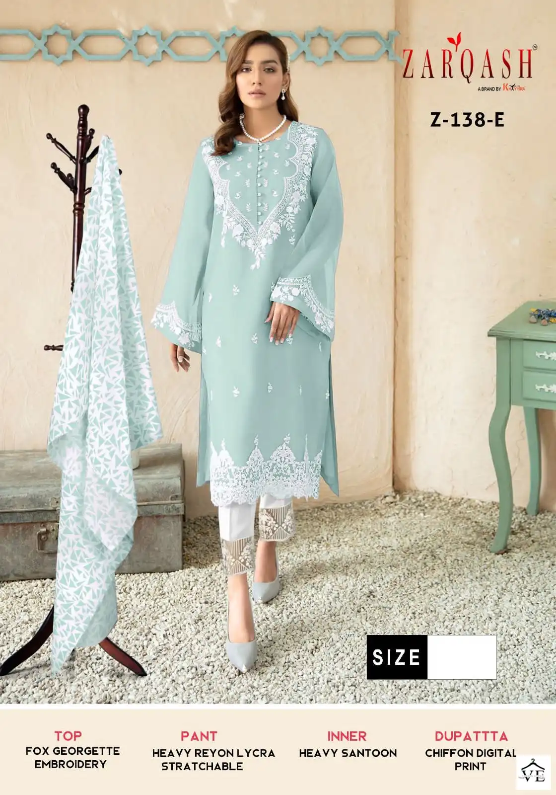 Zarqash Z 138 Georgette Wholesale Pakistani Readymade Salwar Suit Catalog — Wholesale Salwar Suits, MPA wholesale from Surat - Gallery Image 5