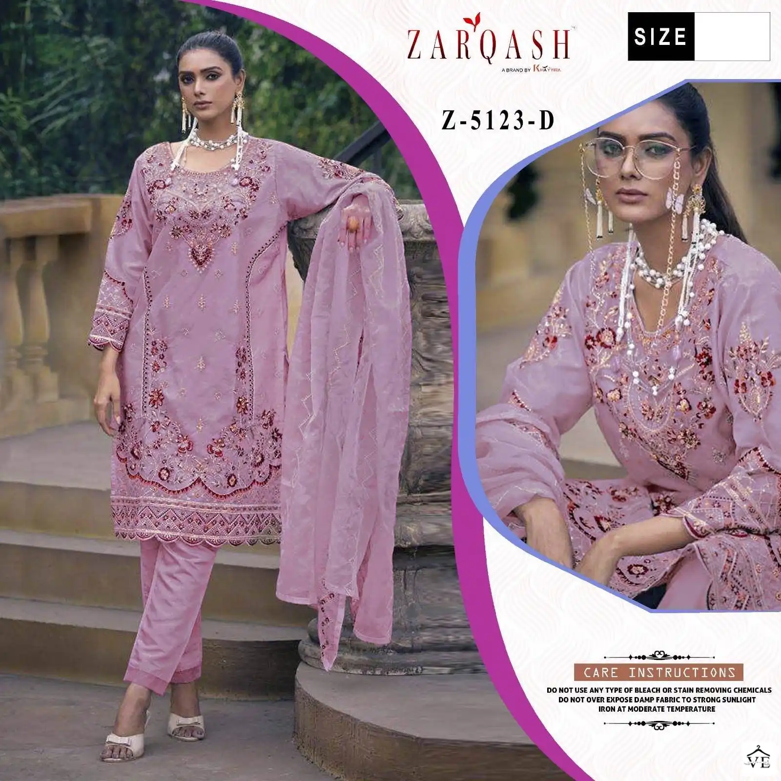 Zarqash Z 5123 Organza Wholesale Pakisdtani Readymade Salwar Suit Catalog — Wholesale Salwar Suits, MPA wholesale from Surat - Gallery Image 4