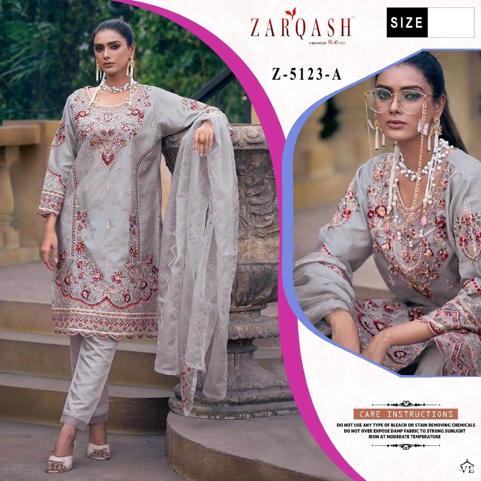 Zarqash Z 5123 Organza Wholesale Pakisdtani Readymade Salwar Suit Catalog — Wholesale Salwar Suits, MPA wholesale from Surat - Gallery Image 7