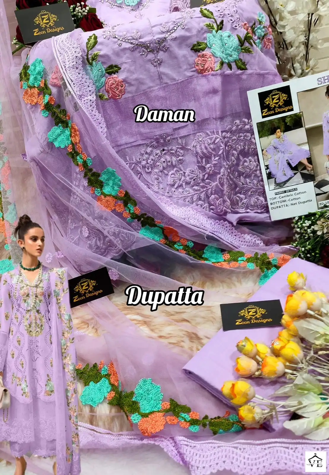 Zeen Zd 107 B Cambric Cotton Wholesale Pakistani Salwar Suit Catalog — Wholesale Salwar Suits, MPA wholesale from Surat — view 2
