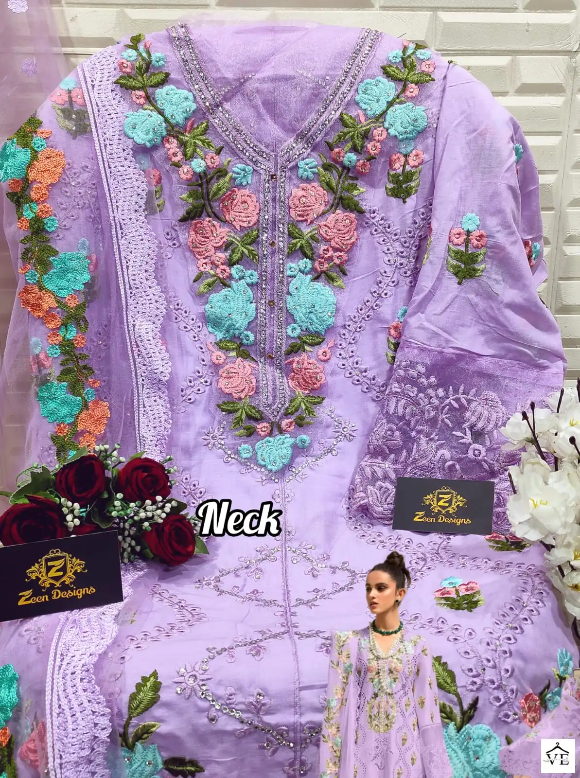 Zeen Zd 107 B Cambric Cotton Wholesale Pakistani Salwar Suit Catalog — Wholesale Salwar Suits, MPA wholesale from Surat — view 3