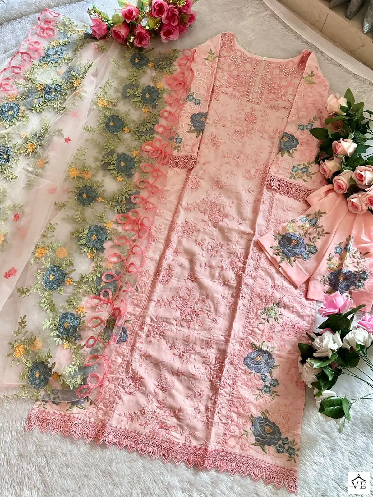 Ziaaz Code 328 Semi Stitched C Cotton Wholesale Pakistani Salwar Suit Catalog — Wholesale Salwar Suits, MPA wholesale from Surat - Gallery Image 2
