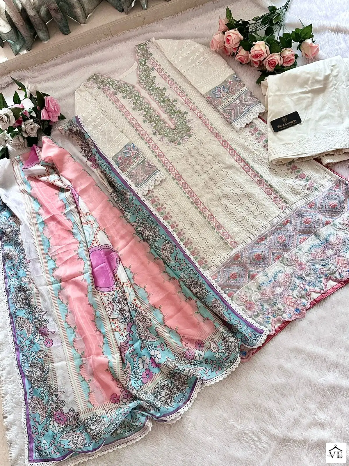 Ziaaz Code 329 Semi Stitched Cotton Wholesale Pakistani Salwar Suit Catalog — Wholesale Salwar Suits, MPA wholesale from Surat - Gallery Image 4