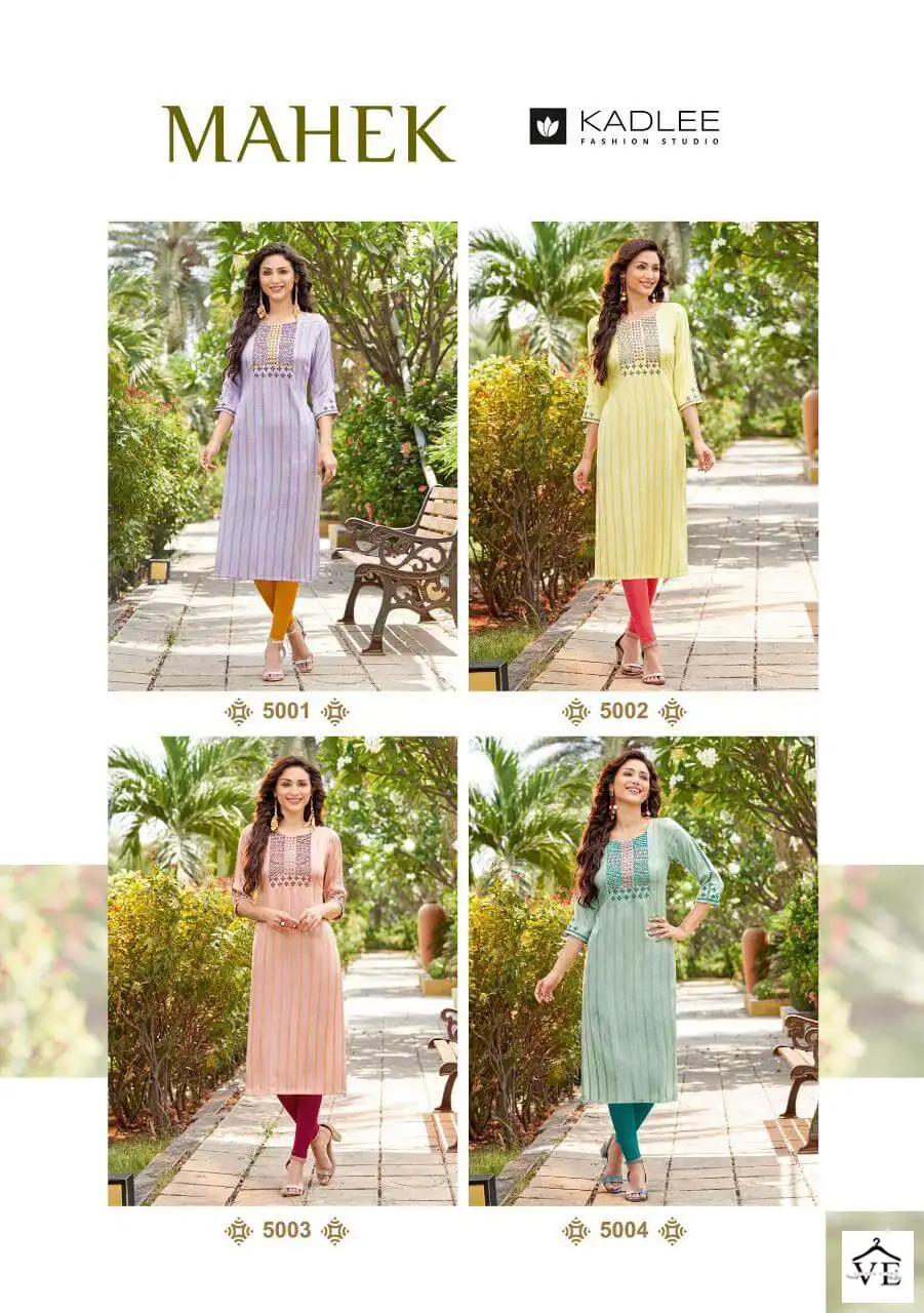 Kadlee Mahek Rayon Weaving Lurex Wholesale Kurtis Catalog — Wholesale Kurtis, Kadlee Fashion Studio wholesale from Surat — view 5
