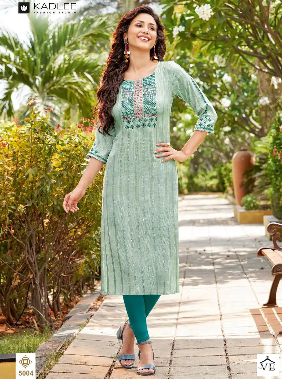 Kadlee Mahek Rayon Weaving Lurex Wholesale Kurtis Catalog — Wholesale Kurtis, Kadlee Fashion Studio wholesale from Surat — view 1