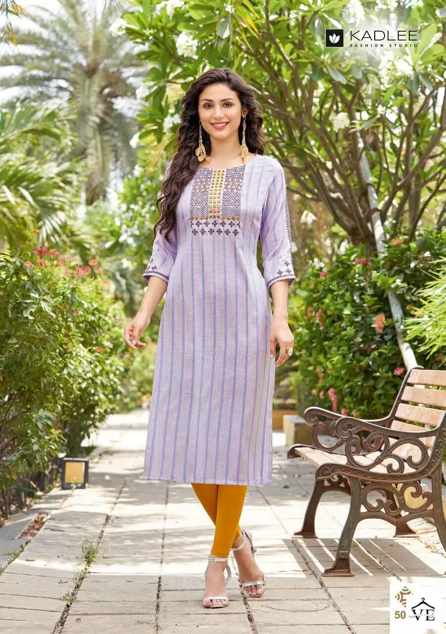 Kadlee Mahek Rayon Weaving Lurex Wholesale Kurtis Catalog — Wholesale Kurtis, Kadlee Fashion Studio wholesale from Surat - Gallery Image 4