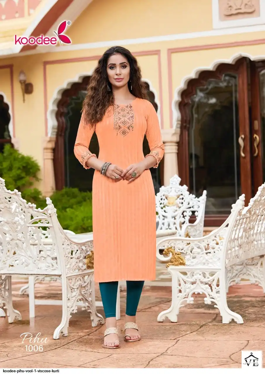 Koodee Pihu Vol 1 Viscose Wholesale Kurtis Catalog — Wholesale Kurtis, MPA wholesale from Surat - Gallery Image 3